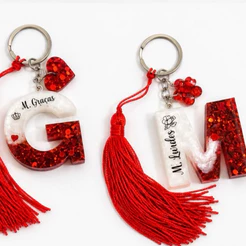 Chaveiro Letra Inicial Personalizado pelo Cliente Resina Artesanal DIVERSAS CORES