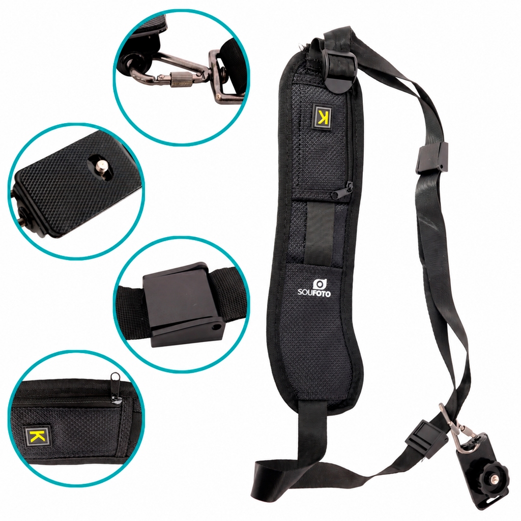 Alça Ergonômica para Câmera Fotográfica Sou Foto APC-002 Neoprene Rosca 1/4 e Bolso para Cartão