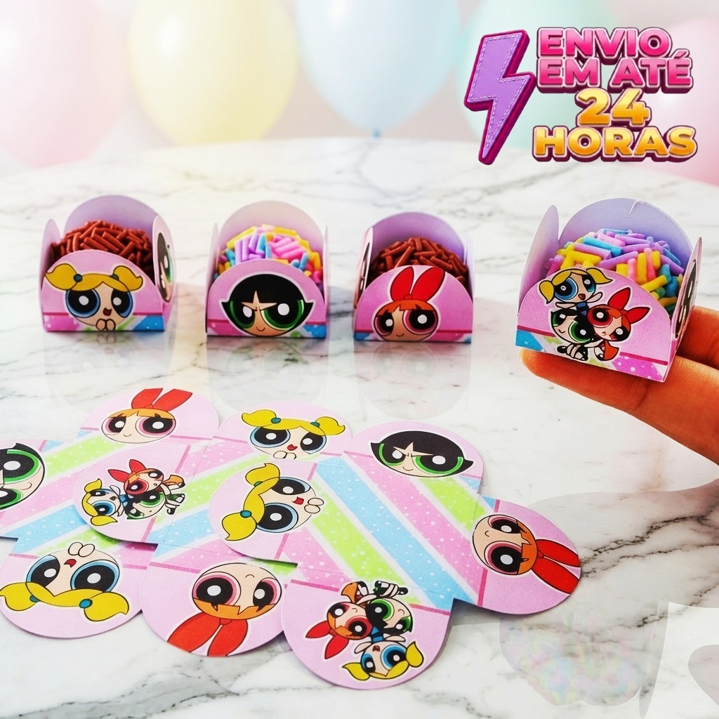 Forminhas Doces Meninas Super Poderosas - Forminha para Brigadeiro - Forminha de docinhos - Aniversário - Festa Infantil