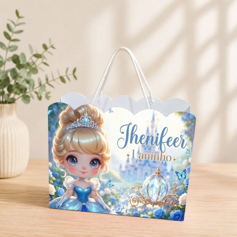 Sacolinha Personalizada Princesa Cinderela Pegue e Monte Lembrancinha Aniversário Infantil Mimos Festa