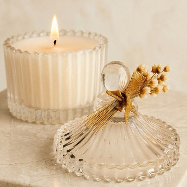 Detalhes do Kit Vela grande aromática lembrancinha personalizada 90g em vidro cristal