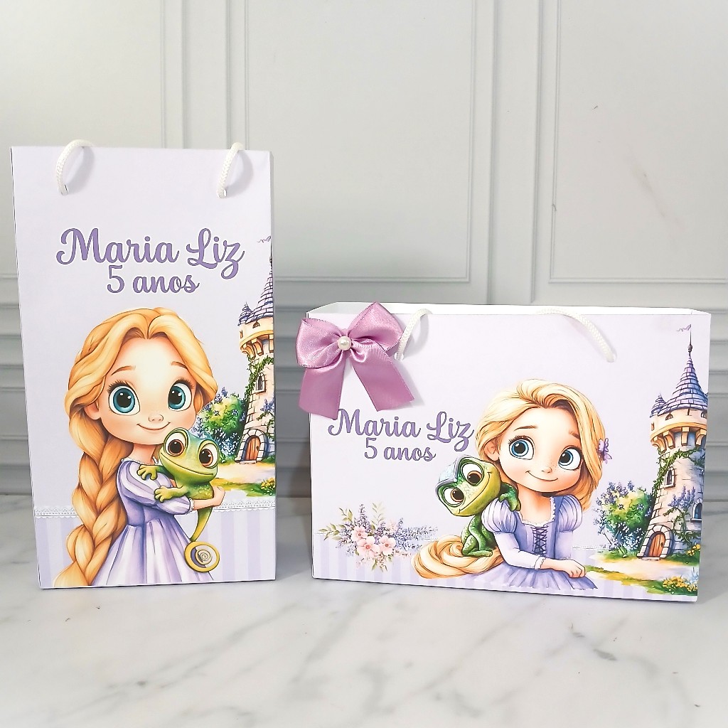 Sacolinha Personalizada Enrolados - Rapunzel (Pegue e Monte) - Maleta - Lembrancinhas Festa Aniversário