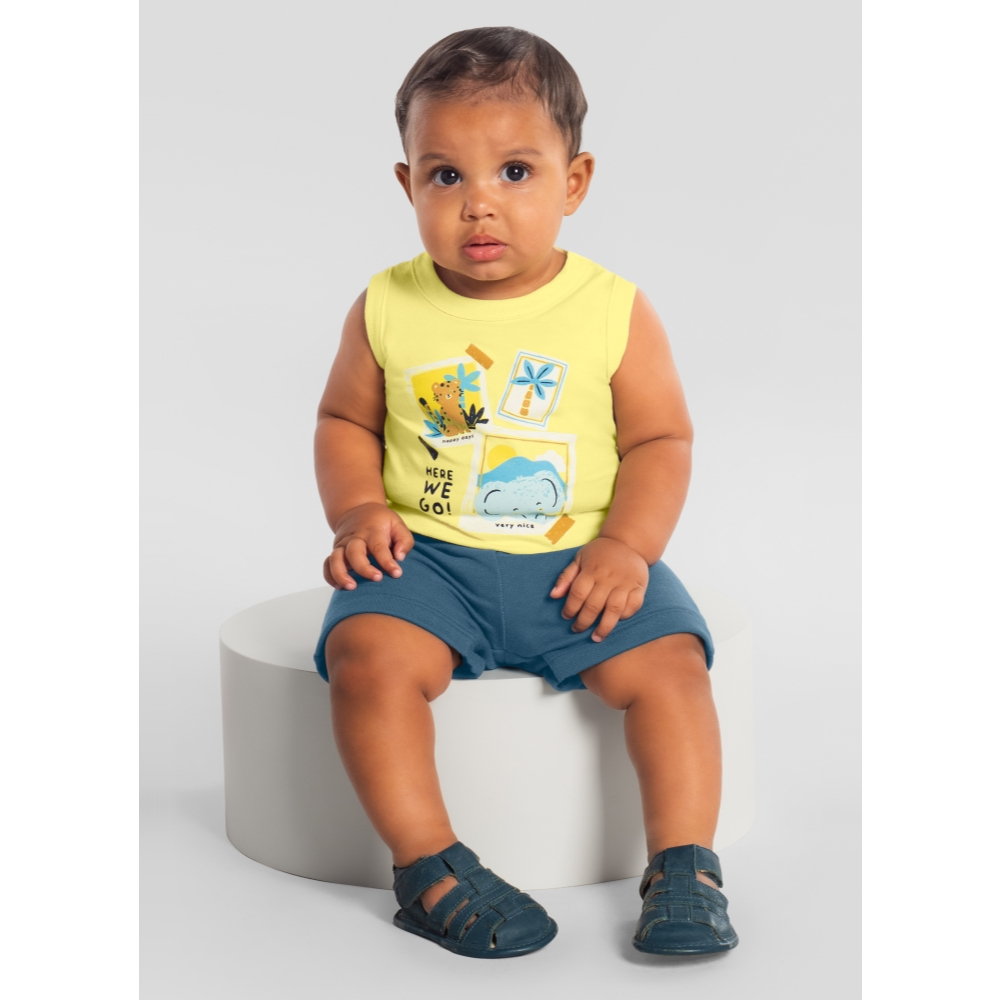 CONJUNTO MENINO REGATA E MOLETINHO 100% ALGODÃO BRANDILI CLUB
