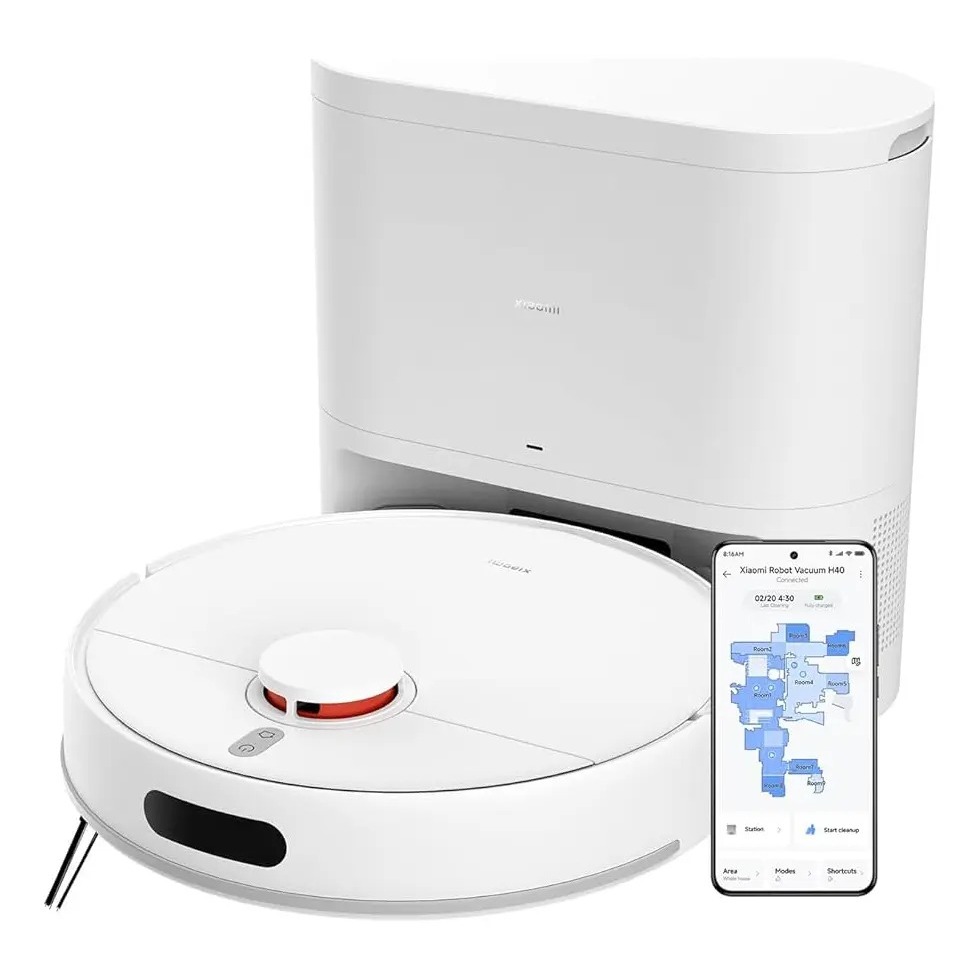 Robo Aspirador Xiaomi H40 10000pa Lançamento Branco - C/ Base de Autolimpeza