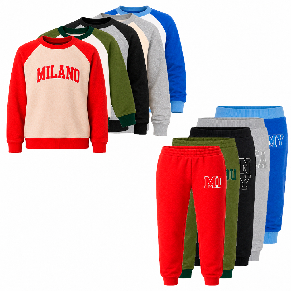 Conjunto Moletom Infantil Peluciado Agasalho Inverno Quentinho Blusa e Calça 100% Algodão com Estampa Moderna e Punhos