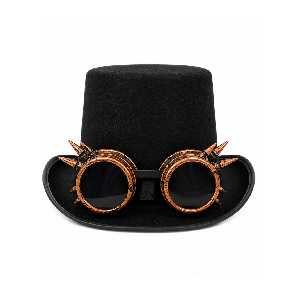 Kit C/2 Pçs Cartola Preta e Óculos Vintage Steampunk Adulto