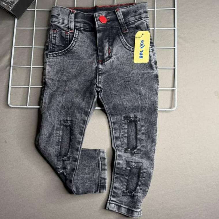 Calça Jeans Infantil Menino Preto Marmorizada Skinny Estilo Jogador Elastano Opl Kids Destryed
