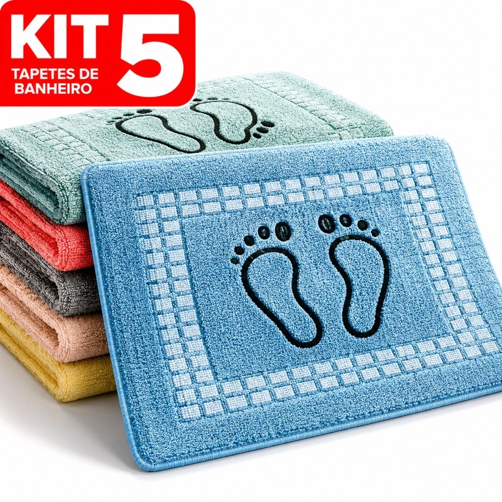 Kit 5 Tapete Piso Premium Toalhinha Para Banheiro Pezinho