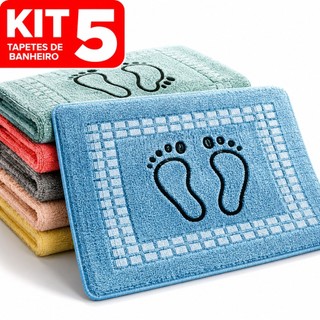 Kit 5 Tapete Piso Premium Toalhinha Para Banheiro Pezinho