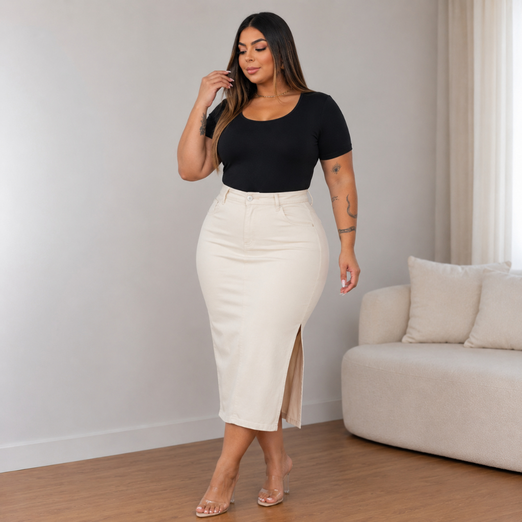 Body Manga Curta Feminino com Fecho Plus Size Curve Suplex Romantic