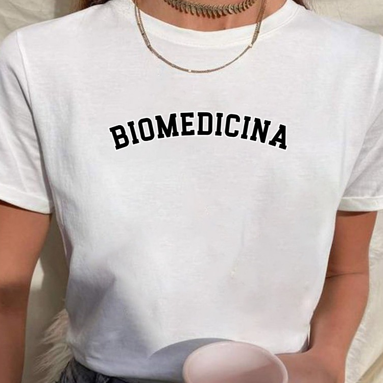 Blusa Biomedicina P&B Babylook Estampada 100% Algodão Camiseta Feminina Biomédica Profissão Saúde