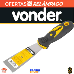 Espátula Lisa Aço 1.1/2'' Cabo Emborrachado Vonder Para Massa Corrida Cola Plástica Raspagem Pro