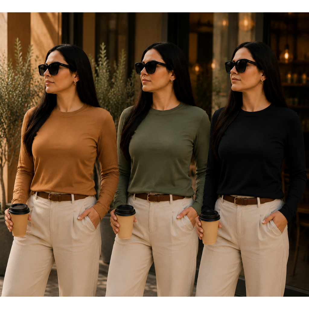 KIT 3 BLUSA MANGA LONGA FEMININA