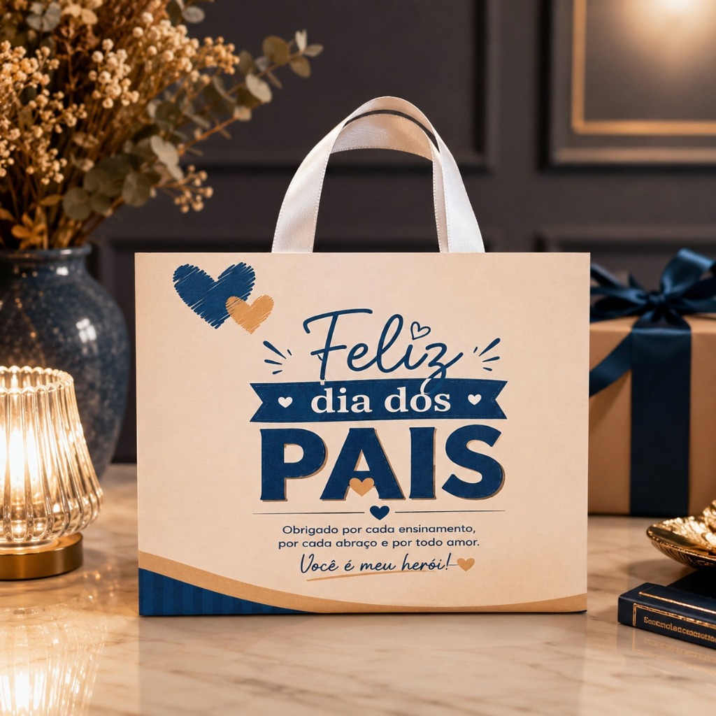Sacola Personalizada Dia dos Pais Pegue e Monte Lembrancinha Presente Papelaria Personalizada Festa