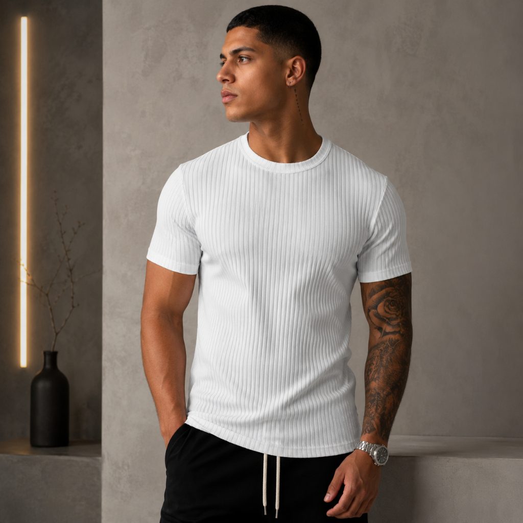 Camiseta Masculina Canelada Premium Lisa com Elastano – Conforto e Caimento Perfeito | Tamanhos P ao GG