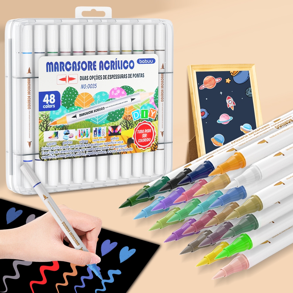 Acrílica Marcador de Tinta kit 36/48/72/120 Cores Marcador  Coloridos Conjunto Cabeça Caneta Criança Segurança Usar