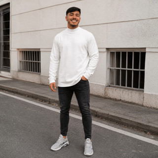 Moletom Oversized Masculino Gola Alta Cacharrel Manga Longa Casaco de Frio Inverno Streetwear Casual