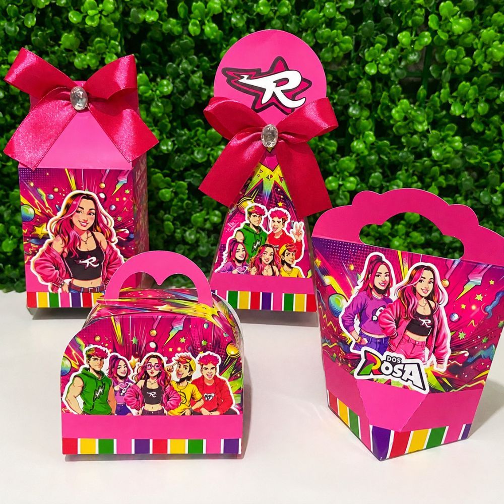 Kit Caixas Personalizadas EMILLY VICK DOS ROSA Lembrancinhas Festa Infantil Aniversário Desmontadas