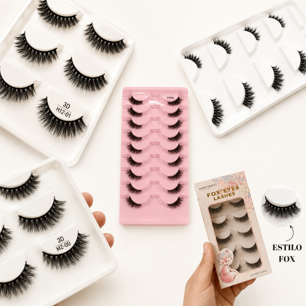 Cilios Postiços 5 Pares e 10 pares Natural Gatinho Pequenos Fox Eyes Brasileiro Cantinho Russo