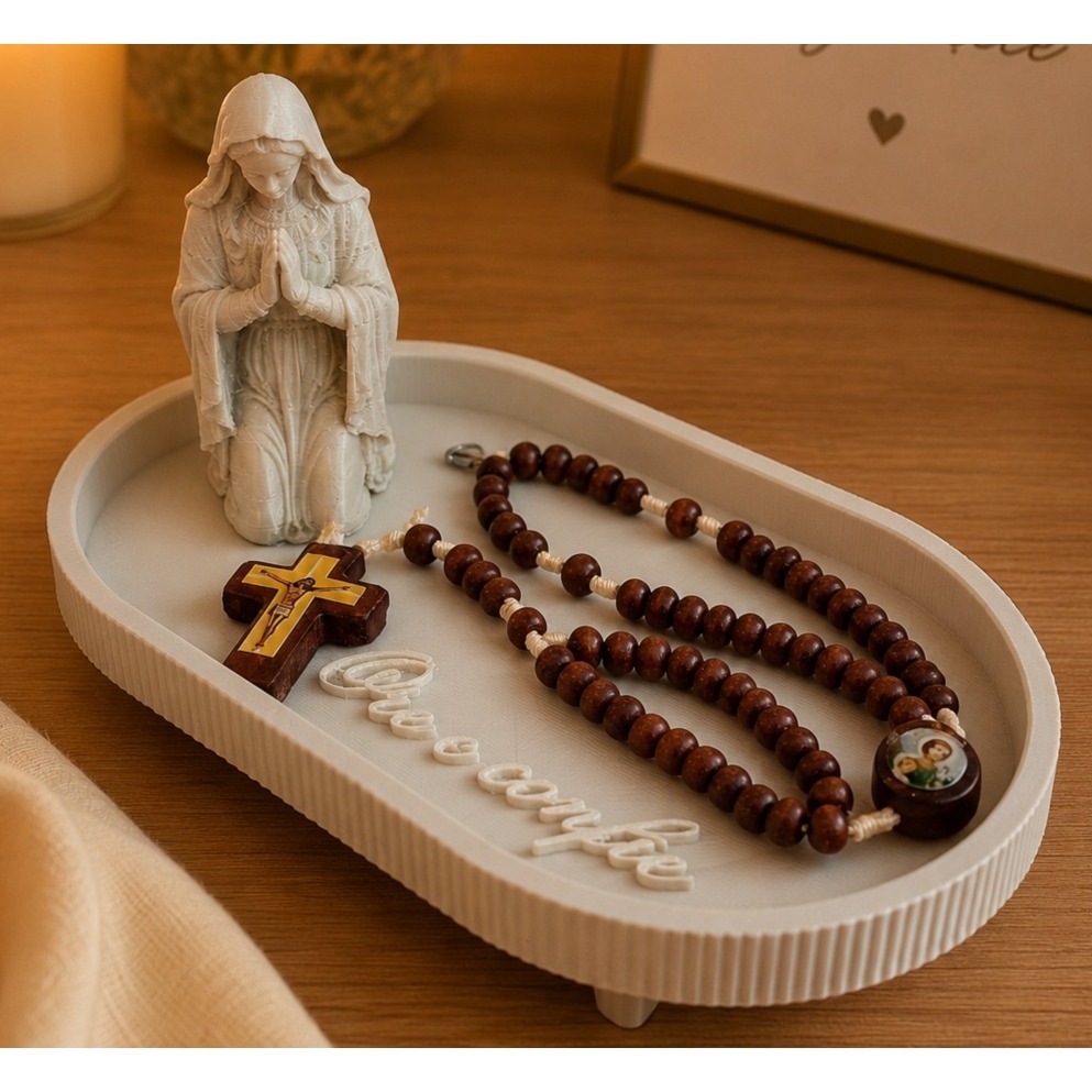 Porta Terço Nossa Senhora| Bandeja religiosa decorativa | Pequenos objetos religiosos