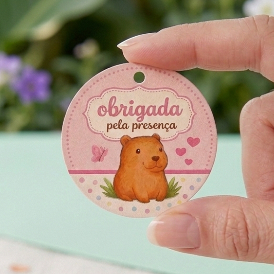 Tag Lembrancinha Capivara Personalizada Obrigada Pela Presença Festa Infantil Envio Rápido