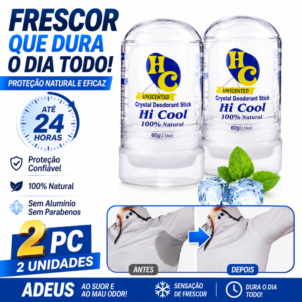 Desodorante de Cristal Mineral 60g Pedra Natural Unissex Longa Duração Combate eficazmente os odores
