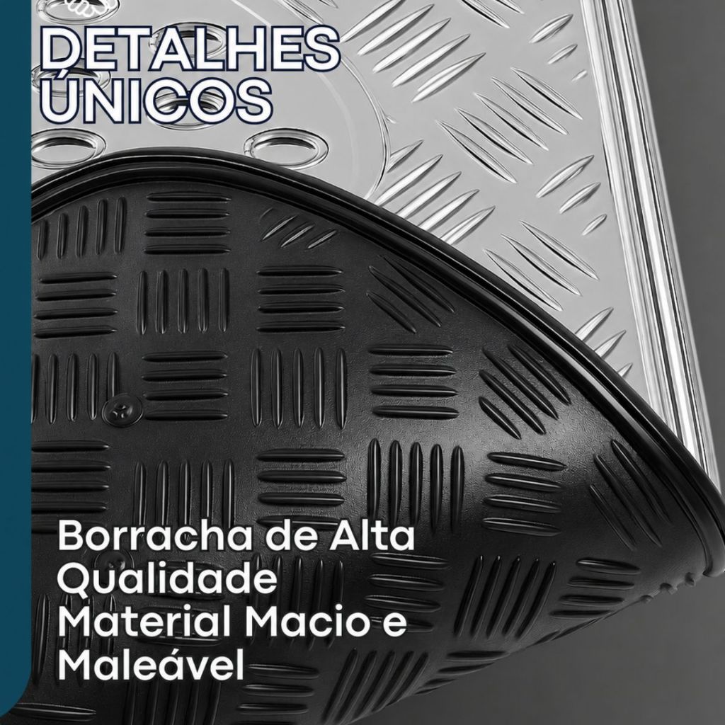 Jogo Tapete Automotivo Borracha Metalizado Cromado Universal Jogo 4 Peças Antiderrapante Resistente Carro Universal — imagem 2 de 2
