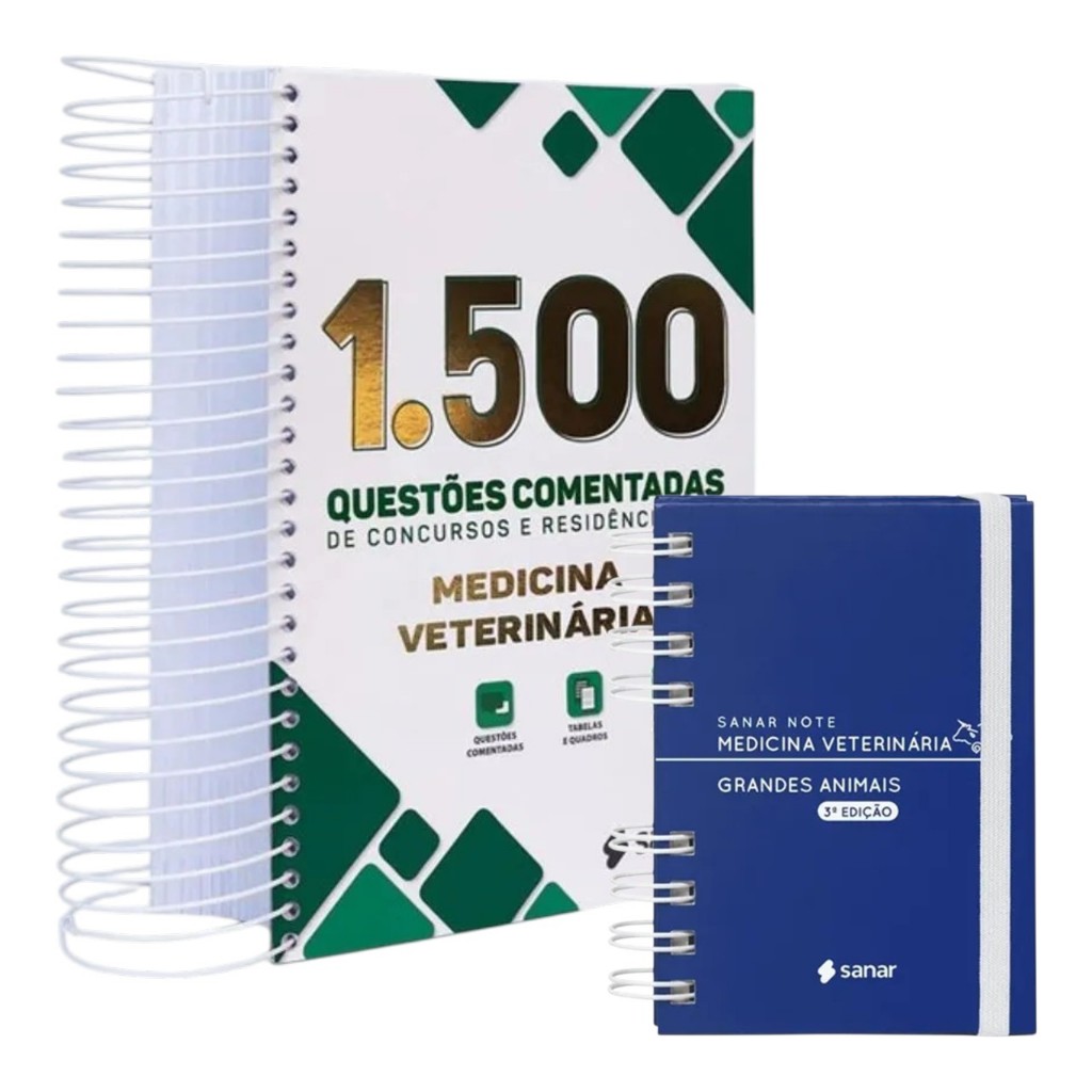 Livro Concurso Publico Veterinaria 1500 Questões + Sanar Note Granders Animais