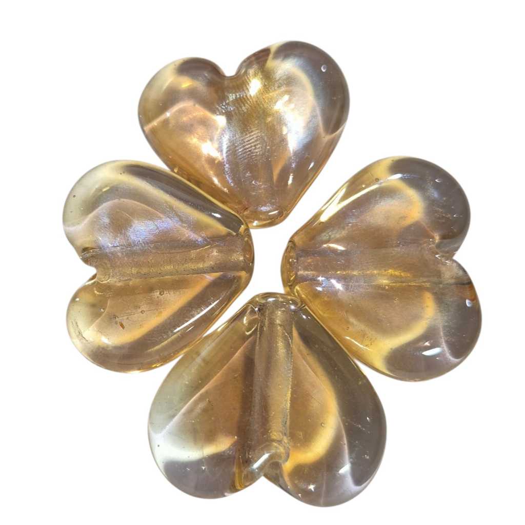Coração de Murano Dourado Firma irisado Umbanda candomblé oxum