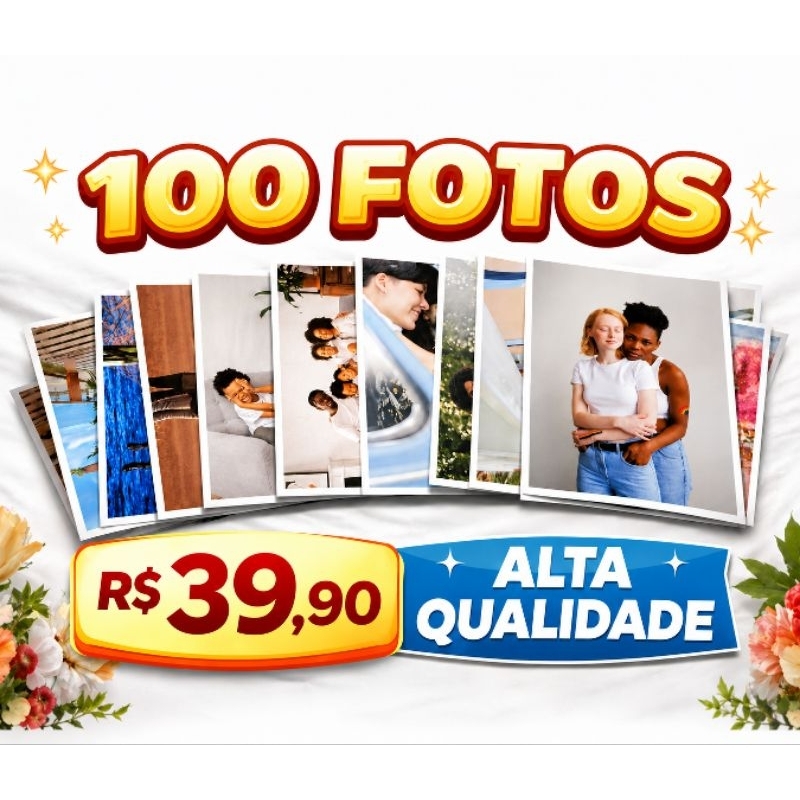100 Fotos Impressas 10x15cm Papel Fotográfico Glossy Alta Qualidade Promoção