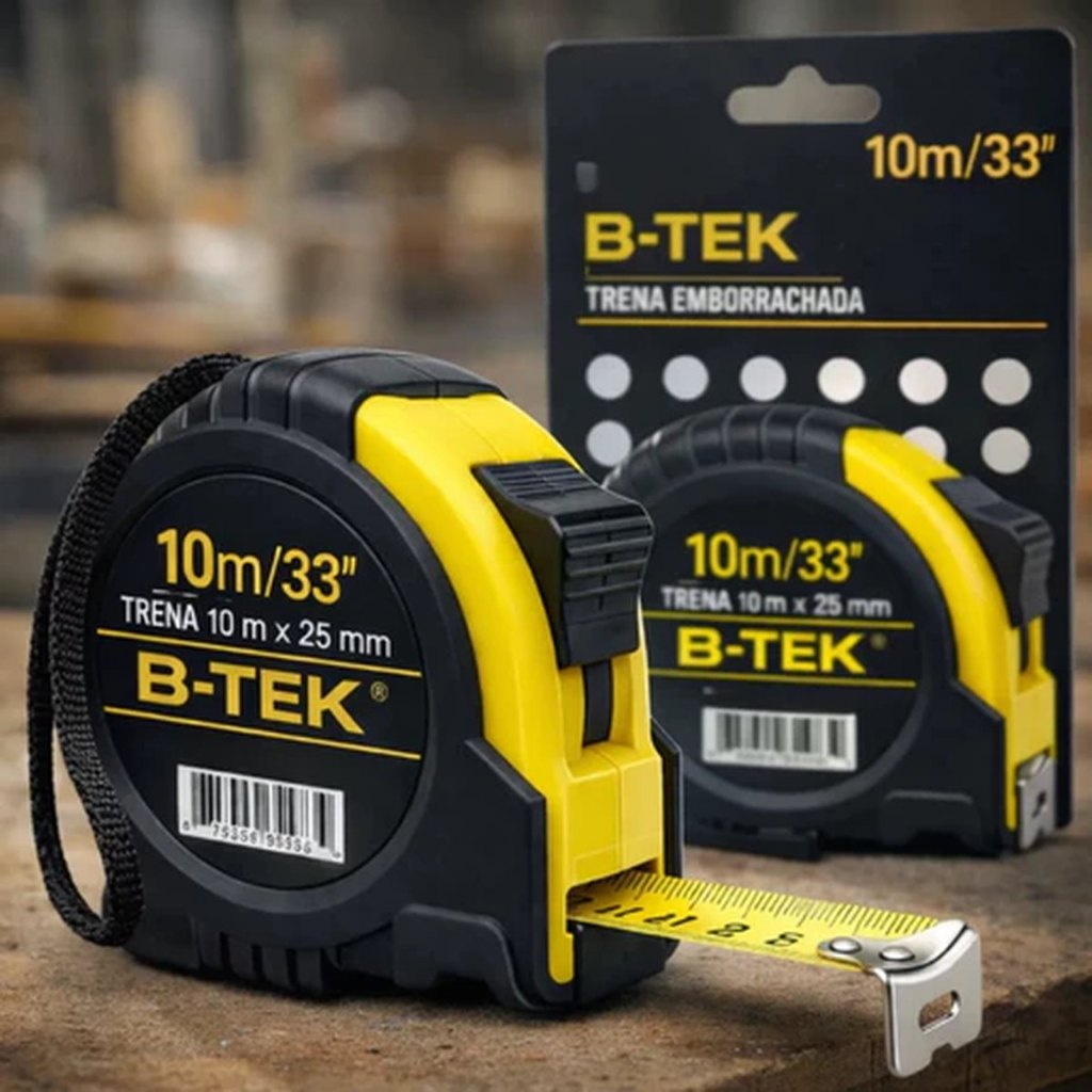Trena 10m Fita Métrica Aço Reforçado 25mm Autotrava Profissional Alta Precisão Antirreflexo