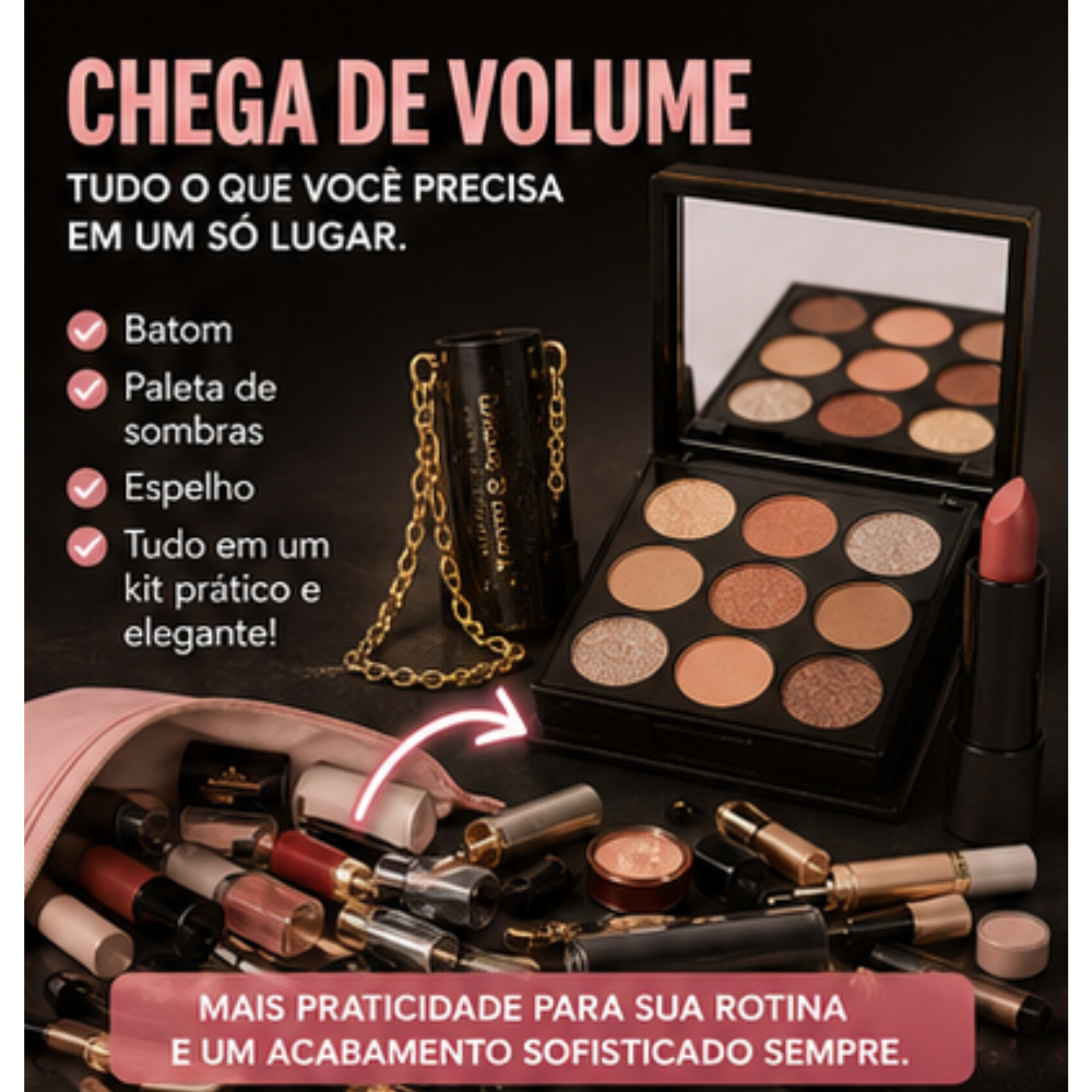 Batom e Sombra Belle Angel com Paleta 9 Cores e Espelho Mini Bolsa Maquiagem Completa — imagem 2 de 2