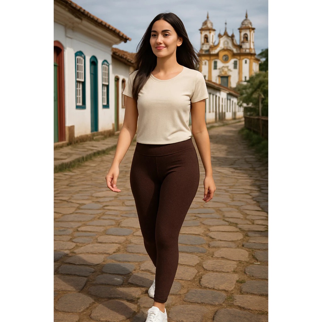 Calca Legging  Flanelada Grossa GG Peluciada Modeladora Confortável Sem Transparência Cintura Alta Costura Reforçada