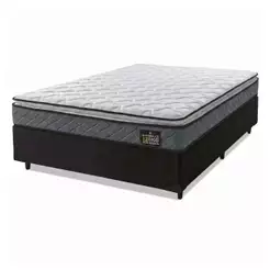 Cama Box Casal Colchão Espuma D33 Pillow Top Millenium 138x188x57cm Cinza/Preto Hellen