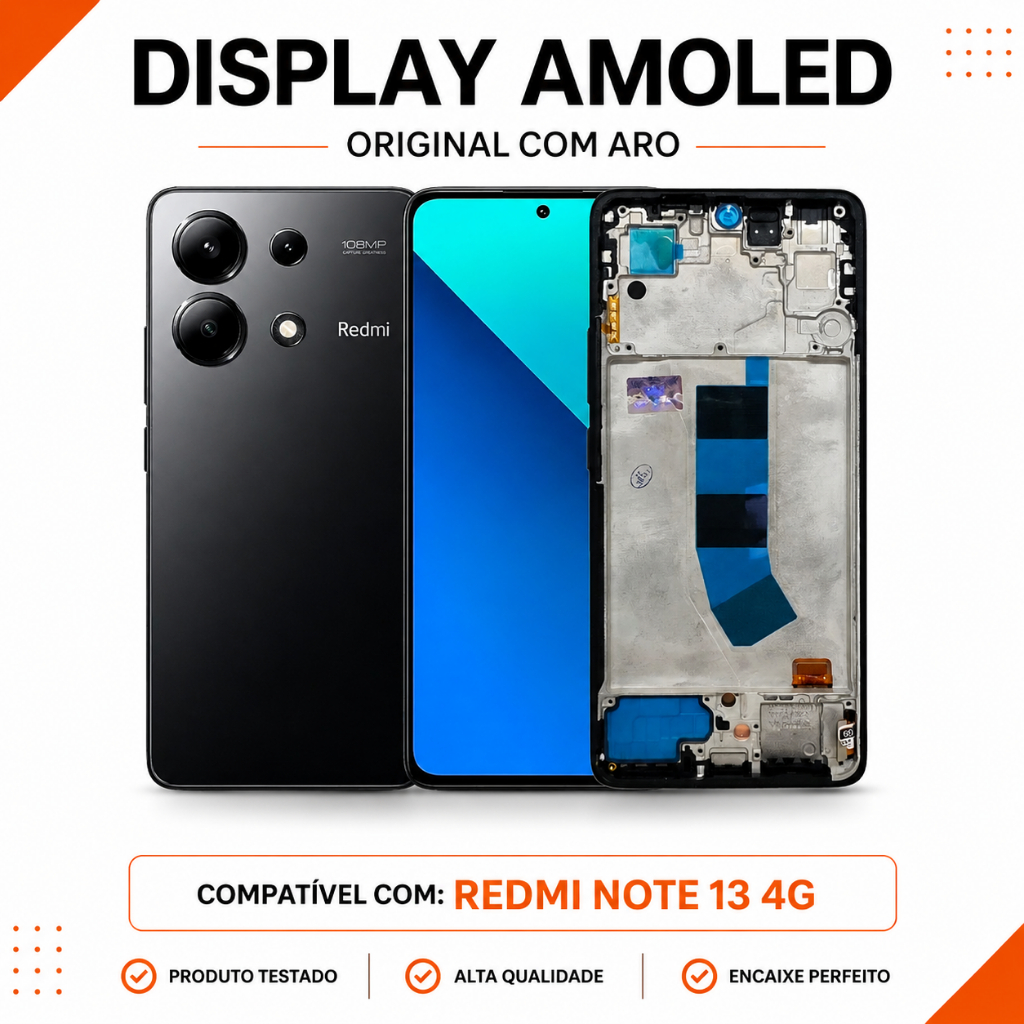 Display Redmi Note 13 4G Tela Amoled Original Frontal Com Aro Com Digital 120Hz 