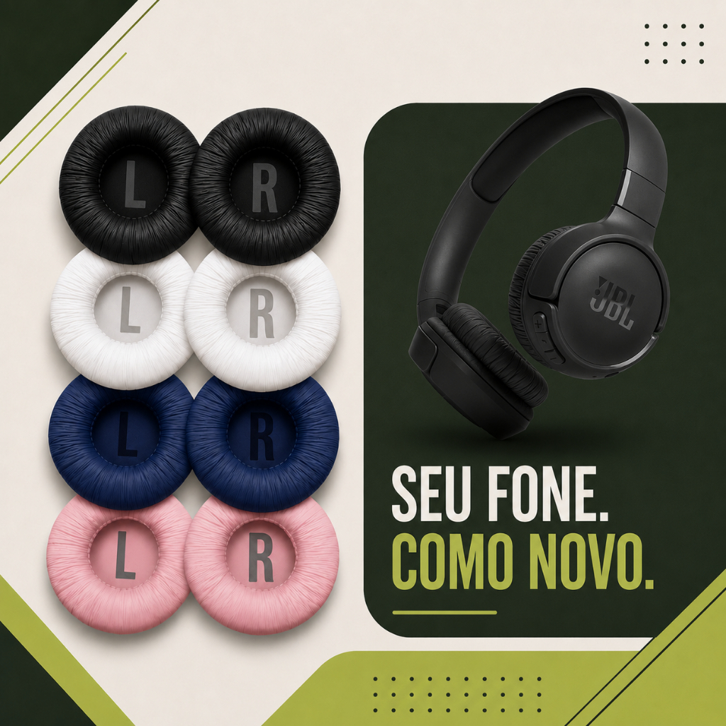 Almofadas de Reposição Macias Compatível com Fone JBL Tune 600/600BTNC