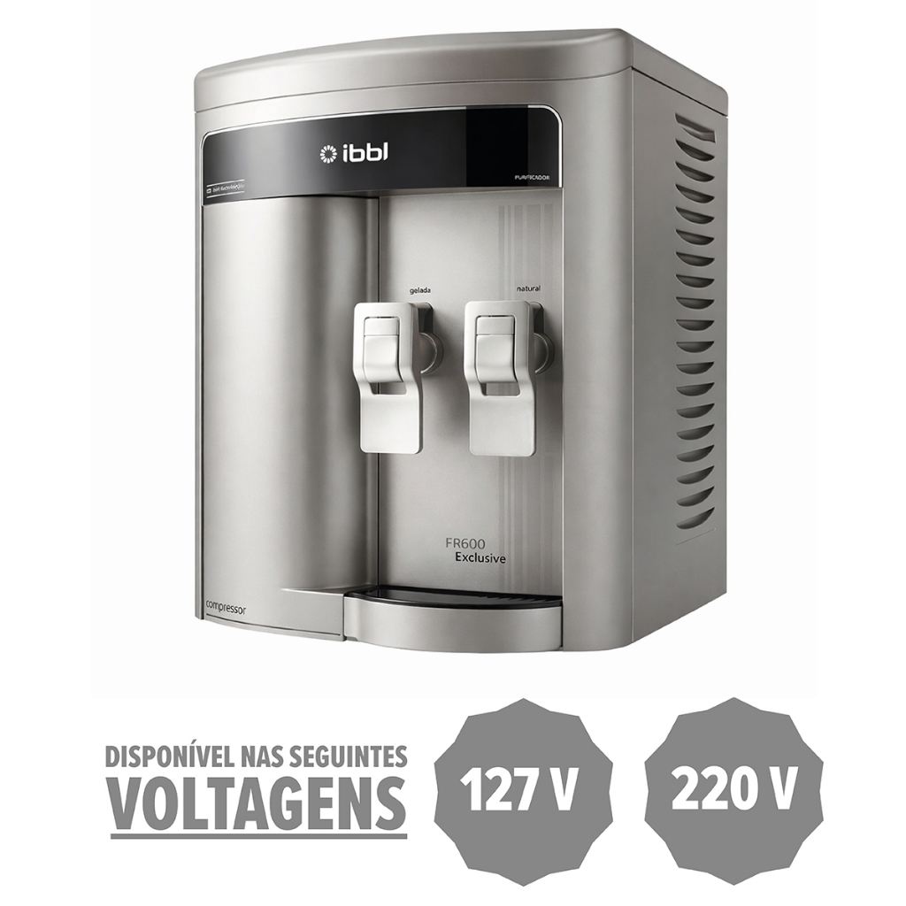 Purificador de Água IBBL FR600 Exclusive 127V/220V com Compressor Prata Água Gelada e Natural Filtro CZ+7 Original