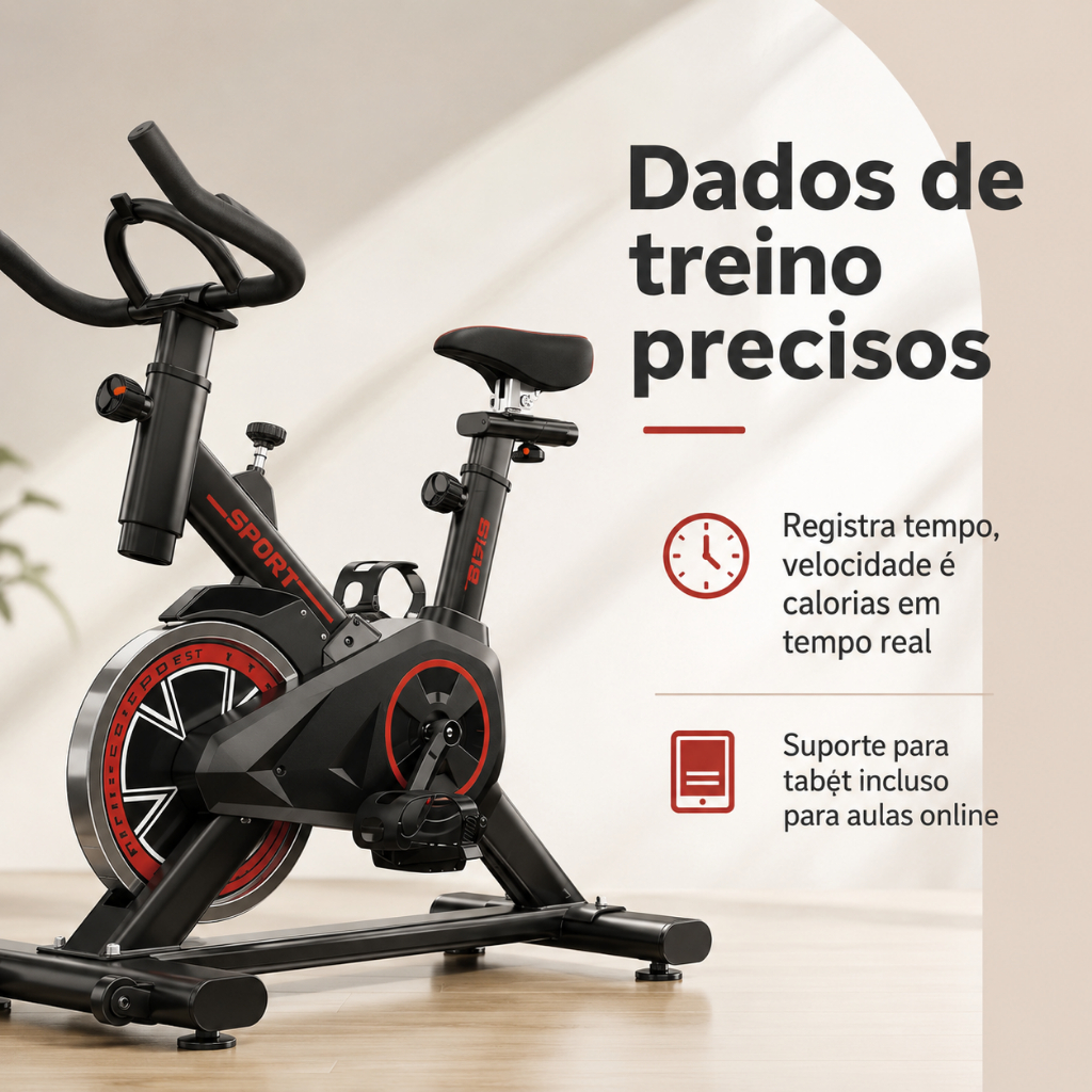 Bicicleta Ergométrica Silenciosa com Volante de 15kg e Suporte de 120kg