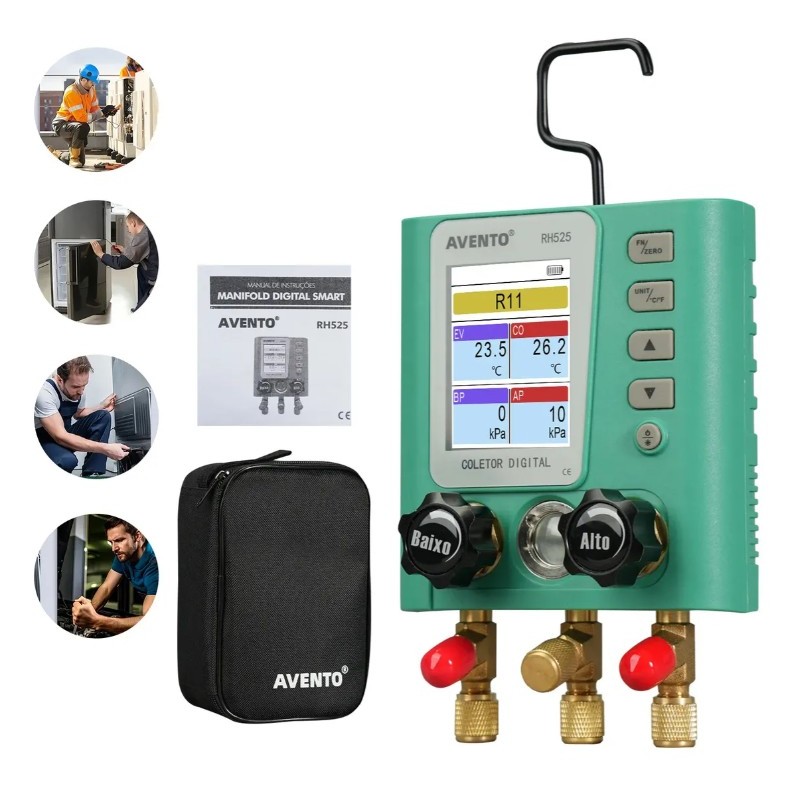 Manifold Digital AVENTO para Ar Condicionado e Refrigeração com Vacuômetro Integrado