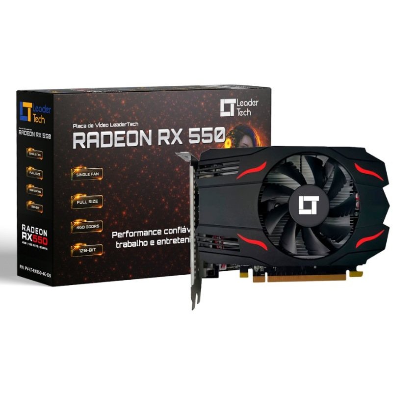 Placa de Vídeo Leadertech AMD Radeon RX 550 4GB GDDR5 128 Bits HDMI DP DVI PC Ga
