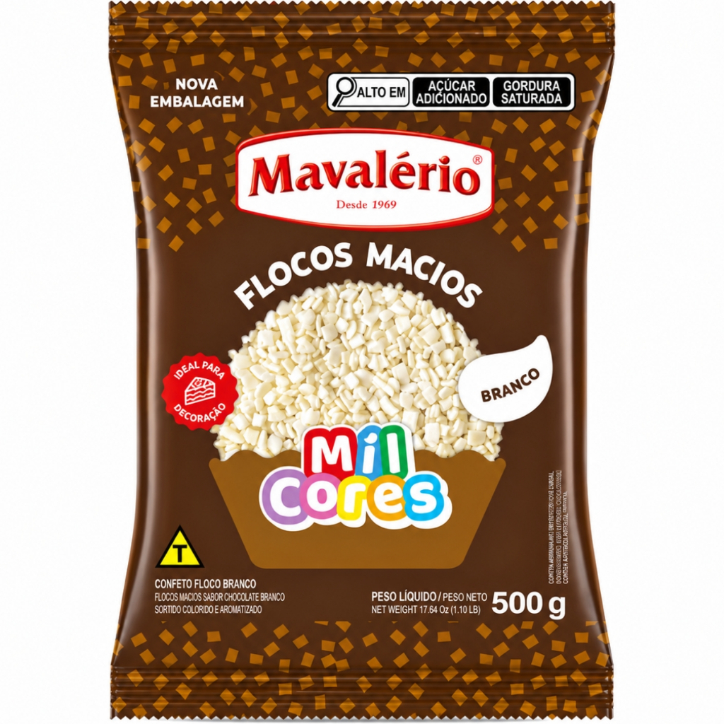 Flocos Macio Branco 500g Mavalério