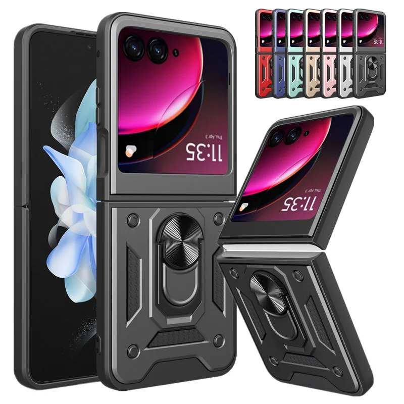 Capinha Capa Para Motorola Razr 50 Ultra 60 Ultra 70 Ultra Preta Anel Case Armou