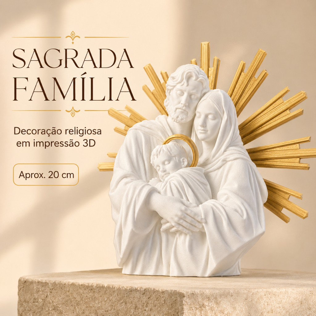 Sagrada Família em Impressão 3D 20 cm | Decoração Religiosa Católica | Presente Especial