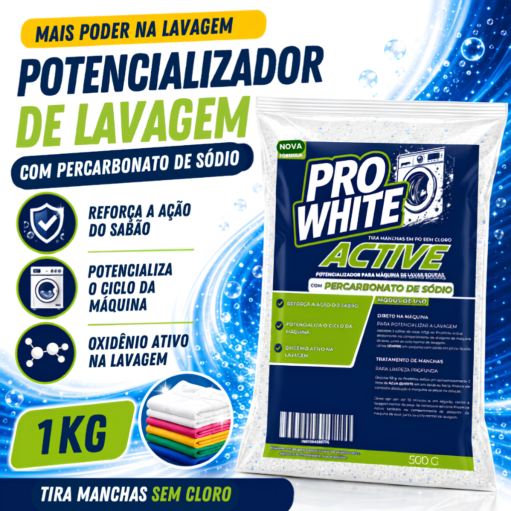 Percarbonato de Sódio Para Máquinas de Lavar Active Potencializador de Lavagens Profissional