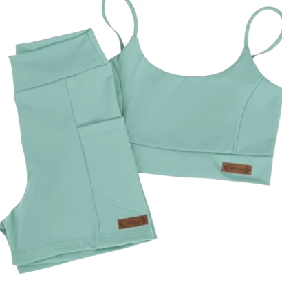 Conjunto Academia Corrida Treino Poliamida Zero Transparência shorts e Top de Alça — imagem 1