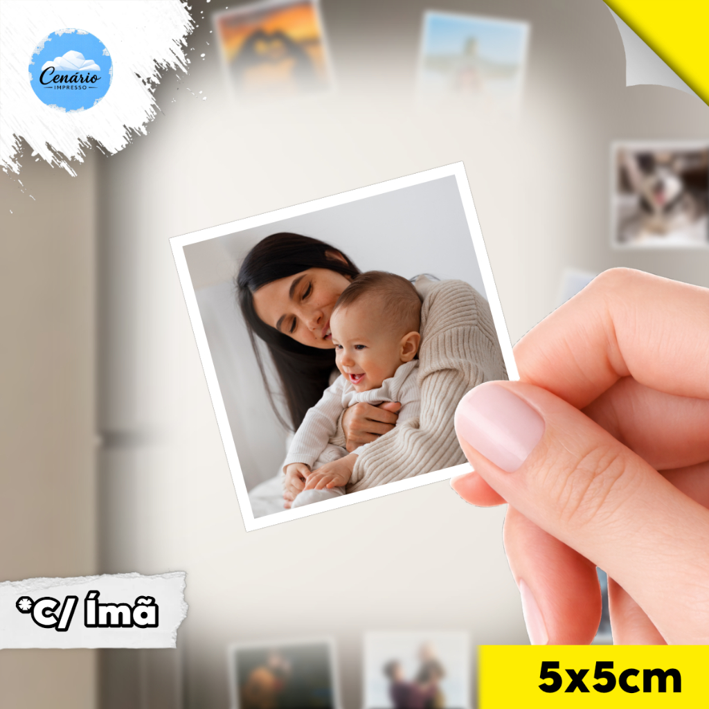Kit 20 Mini Fotos Com Ímã de Geladeira 5x5 cm Não Desbota Personalizadas Lembrancinha de Aniversário