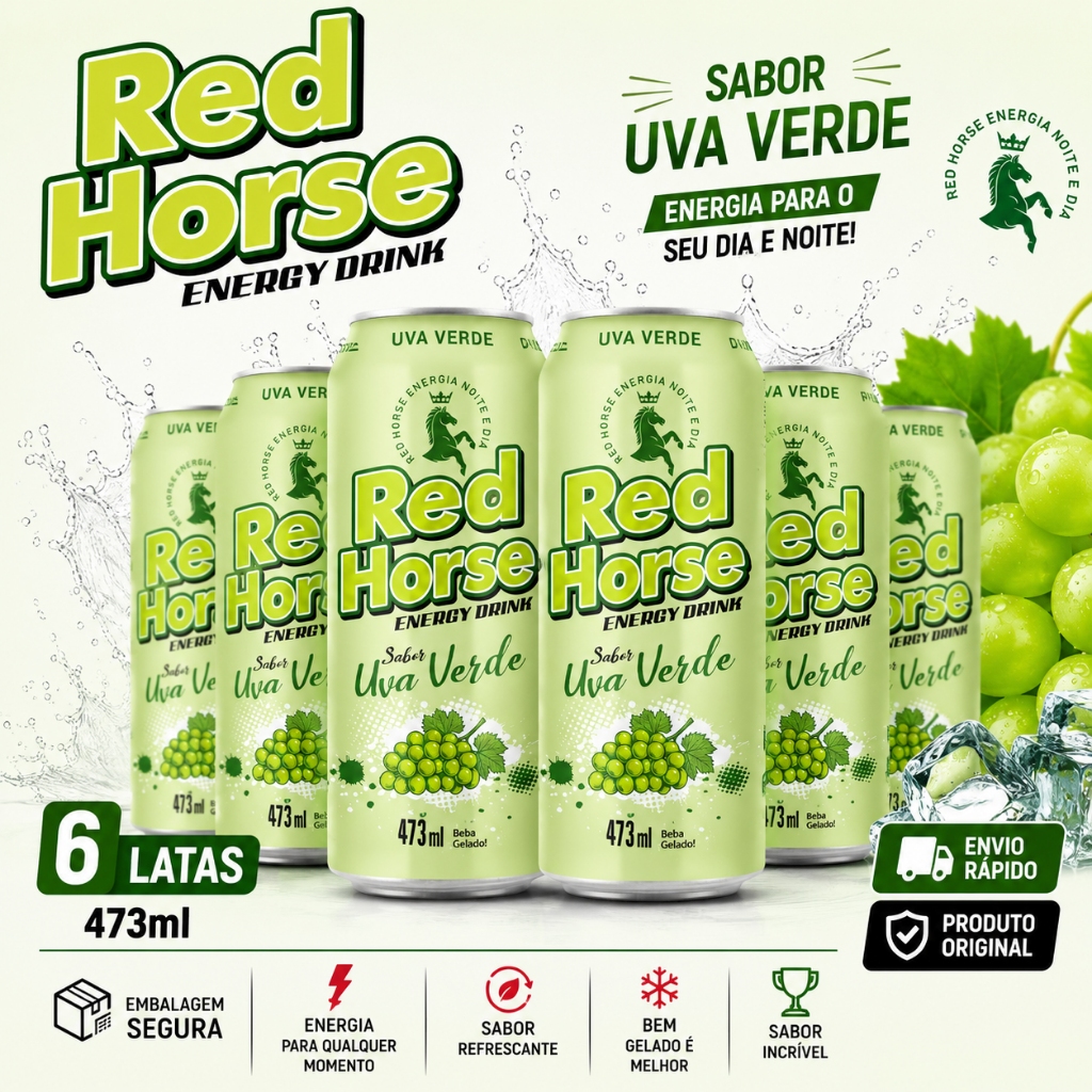 Red Horse Uva Verde 473ml Pack 6 12 24 Latas Energético