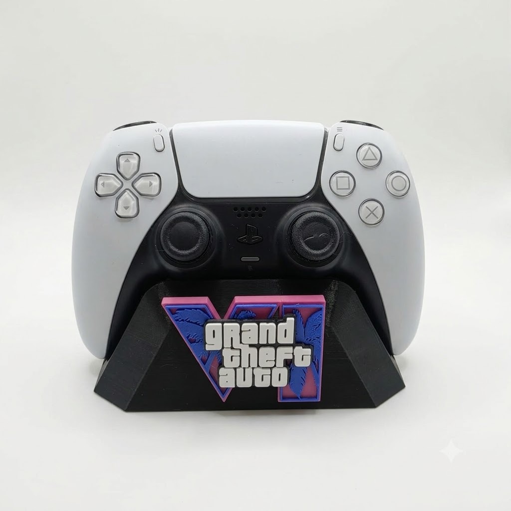 Suporte Gamer Tema GTA VI para Controle de PS5, Xbox Series S e X Decorativo Organização e Estilo Gamer