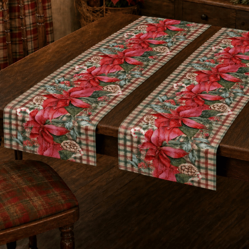 Kit 2 Trilho de Mesa Caminho Decorado(NATAL) 1,30x50cm Mesa Posta Sala de Jantar Cozinha