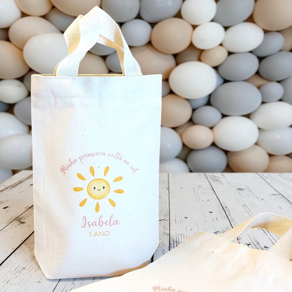 10+ Sacolinha Minibag Primeira Volta ao Sol - Lembrancinha Personalizada de Aniversário Infantil
